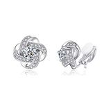 YOQUCOL Cubic Zirconia Crystal Geometry Cross Clip On Earrings Non Pierced Jewellery Elegant Stud For Women, Crystal, Cubic Zirconia