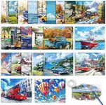 24 Pcs Dementia Products for Elderly Reusable Water Painting Toys with 1 Painting Brush Vehicles Themed Dementia Alzheimer's Doodle Coloring Set for Seniors Adults Patients Activities Gifts Games