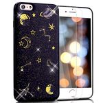 Feyten iPhone 6S / iPhone 6 Case with Tempered Glass Screen Protector [2 pack], Bling Shiny Sparkle Glitter Star Pattern Design Soft TPU Silicone Cover for iPhone 6S/6 4.7" (Night Star)