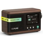 Pure Classic Mini Portable digital radio - DAB+ & FM - Bluetooth 5.3-15 hours battery life - 2 equaliser options - 2.4 inch colour display - Carrying strap - brown/walnut - Compact & lightweight