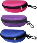 CENZICOM Sunglasses Case，Men Women Portable Travel Zipper Eyeglasses Case,Set of 3 (Blue+purple+pink)