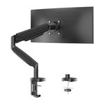 HIPPOFLEX Monitor Desk Mount for 13-35 inch Ultrawide Flat/Curved Screens, Heavy Duty Monitor Arm Holds up to 30.8lbs, Single Gas Spring Monitor Stand, Fully Adjustable, Clamp and Grommet Base