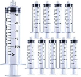 10 Pack 60ml/cc Luer Lock Syringe Large Syringes Without Needle, Individually Wrapped for Scientific Labs, Measuring Liquid, Dispensing, Oil or Glue Applicator, 50mL-60mL Syringe