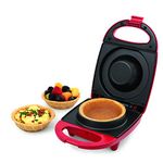 Salton Waffle Bowl Maker - Enjoy Homemade Taco Bowls, Waffle Bowls, Bread Bowls & More - With Indicator Light, Cord Wrap, Upright Storage, Red