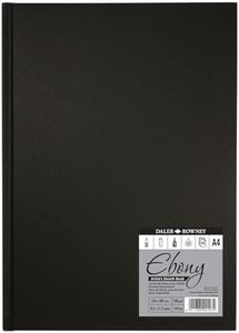 Daler-Rowney Ebony 150 gsm A4 Lightly Textured Portrait Hardback Sketchbook, Ideal Bound, 54 White Sheets, Ideal for Professional Artists