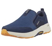 Skechers Mens Go Walk Outdoor Athletic Slip on Trail Hiking Shoes with Air Cooled Memory Foam, Navy/Yellow, 10.5 X-Wide