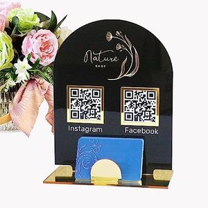 Social Media QR Code Sign With Business Logo Sign Card Holder| Scan to Pay Venmo Zelle CashApp QR Codes Stand| Custom Logo Acrylic QR Code Plaques for Small Business Vendors Events Checkouts.