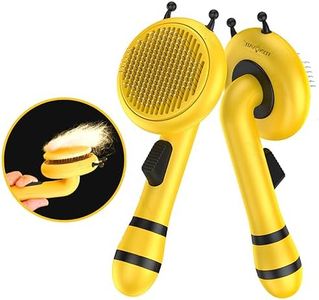 Flynovate Honey Bee Dog Comb & Cat Comb - Dog Hair Remover Grooming Comb with Switch & PAIN - FREE Slickers | Dog Brush/Cat Brush for all Dogs & Cats to Gently Massage the Pets for Long & Short Fur