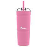 bubba Envy S Tumbler, 24 oz (709 ml), Insulated Stainless Steel Water Bottle with Straw Lid, Azalea Powder Coat