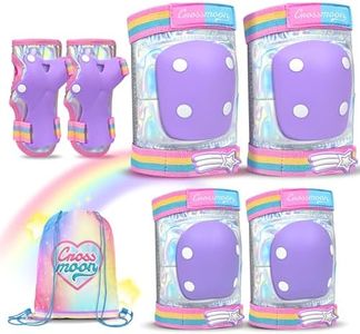 Kids Knee Pads Elbow Pads Wrist Guards Set, Protective Gear Set for Girls Boys Roller Skating Bike Cycling Skateboard Scooter (Flash Violet, Small (3-7years))