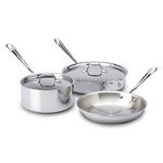 All-Clad 401599 Stainless Steel Tri-Ply Bonded Dishwasher Safe Cookware Set, 5-Piece, Silver