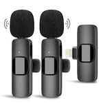 PoP voice 2PCs Wireless Lavalier Microphone for iPhone/iPad, Dual Cordless Clip-on Mics, Lapel Lav Mic for iPhone Video Recording Omni Condenser Rechargable Noise Reduction Vlog Interview YouTube 66ft