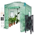 VEVOR Pop Up Greenhouse, 8'x 6'x 7.5' Pop-up Green House, Set Up in Minutes, High Strength PE Cover with Doors & Windows and Powder-Coated Steel Frame, Suitable for Planting and Storage, Green