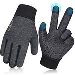 Kids Cycling Football Gloves Waterproof: Boys Winter Thermal Touch Screen Glove Lightweight Riding Horse Grip Sport Mitten Age 4-6 for Outdoor Bike Grey