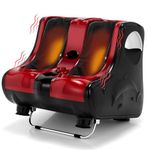 Giantex Foot and Calf Massager with Heat, Vibration, Deep Kneading, 3-Level Intensity Modes, Shiatsu Electric Foot Massage Machine for Tired Feet, Leg, Calf Pain Relief, Home Office Use (Red)
