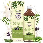 AMBIC Neem Karela Jamun Juice for Diabetes - 1000ml, Ayurvedic Diabetic Care Juice, Helps Maintain Healthy Sugar Levels, Immunity Booster Juice for Skin Care & Natural Detox, No Added Sugar