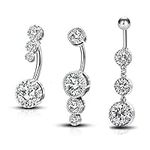 OUFER 3PCS Belly Button Rings Clear