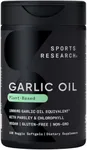 Sports Research Odorless Garlic Oil Pills (1000mg) with Parsley & Chlorophyll - Non-GMO Verified, Vegan Certified & Gluten Free - 150 Plantgel Capsules