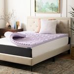 Lucid 3 Inch 5 Zone Lavender Memory Foam Mattress Topper – Plush- Calming Lavender – Targeted Convoluted Comfort Zones, Queen