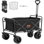 VEVOR Collapsible Folding Wagon, 3 cu.ft Beach Wagon Cart with All-Terrain Wheels, Heavy Duty Folding Wagon Cart 350 lbs Weight Capacity with Drink Holders, Sports Wagon for Camping, Shopping, Garden