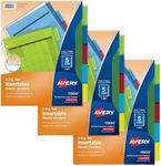 Avery Dividers for 3 Ring Binders, 5-Tab Binder Dividers, Plastic Binder Dividers, Insertable Big Tabs, Multicolor, 3 Sets (71900)