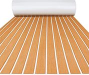 FOCEAN Boat Flooring EVA Foam Boat Decking Faux Teak Marine Flooring Marine Mat Sheet for Motorboat RV Yacht Kayak Surfboard, 94.5''x 47.2'', Brown with White Lines