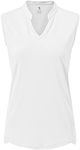JHMORP Women's Golf Shirts Sleeveless Quick Dry V-Neck Tennis Sport Activewear Polo Tank Tops (White,CA L)