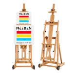 MEEDEN Versatile Studio H-Frame Easel - Beech Wood Artist Easel Adjustable Painting Floor Easel Stand, Movable and Tilting Flat Available, Holds Canvas Art up to 77"