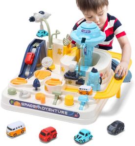 Kids Race Track Game Car Adventure Toy for 3 4 5 6 7 Years Old Boys Girls, Spaceship Puzzle Rail Track City Rescue Playset Magnet Toy Educational Learning Toddler Race Track with 4 Mini Cars
