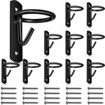 10 Pcs Equestrian Bucket Hook Hangers Metal Horse Water Bucket Hooks Heavy Duty Horse Accessories Wall Mount Bucket Holder for Horse Stall Feed Stable Farmhouse Supplies (Black)