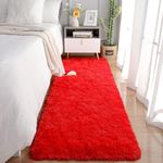 VASAC Modern Shaggy Carpets Polyester Bedside Runner Soft Rug Hall Offices Kitchens Bedroom Bedroom Kids Room Floor Home Decor (4x6 feet, red)