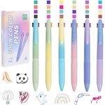 6 Pack Multicolor Ballpoint Pens, 4-in-1 Smooth Retractable Ink Pens with Pen Clip, 12 color Colored Ballpoint, Fine Point funny Pens for School Office Supplies Students Kids Nurses teacher Gift