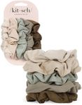 Kitsch Scrunchies for Women's Hair, Assorted Hair Scrunchies, Large Hair Ties for Women, Hair Tie Scrunchies for Girls, Cute Scrunchie, Hair Bands & Ponytail Holders, 5pc (Eucalyptus)