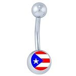 Puerto Rico Flag Surgical Steel Bel
