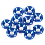 Bolt Washer BE-TOOL M4 Countersunk Washer Anodized Aluminum Cup Washer for Car Blue (Pack of 10)