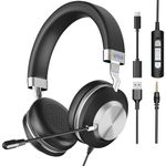 Wantek USB Headset with Microphone for PC Laptop, Noise Cancelling Business Office Headsets For Call Center Working Team Meeting Online Conference