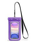 CaliCase Universal Waterproof Floating Phone Pouch - IPX8 Waterproof Floating Phone Case with Lanyard for iPhone X-15/ S20-S24/ Pixel 4-8 - Purple