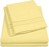 1500 Supreme Collection Extra Soft Split King Sheet Set, Pale Yellow- Luxury Bed Sheet Set with Deep Pocket Wrinkle Free Bed Sheets, Split King Size, Peach