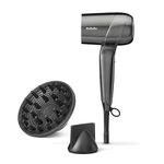 BaByliss Titanium Shine Hair Dryer - New 2025, Powerful and Compact, Ergonomic Blow Dryer, Ionic Frizz-Free Conditioning, 3 Heat & 3 Speed Settings, Metallic Grey, D6200DU