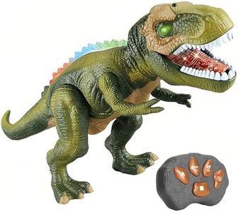 UONNO Remote Control Dinosaur Toys, Electric Walking & Dancing Robot Dinosaur with Lights and Realistic Roaring Sound, for Kids Boys Christmas Birthday Gift (Green)