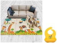 LuvLap Number Zoo Double Sided Water Proof Baby Play Mat(Extra Large Size) & Silicone Baby Bib for Feeding & Weaning Babies & Toddlers (Yellow, 1 Count)