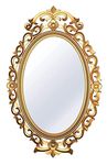 Plastic Artline Antique Oval Style Wall Mirror | Mirror Frame For Wall Décor | Oval Mirror Sculpt For Home Décor, Living Room, Bedroom And Bathroom (34.5 Cm X 54.5 Cm, Golden, Framed)