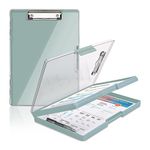 oddpod™ Heavy-Duty A4 Side-Opening Clip Pad with Clear Visible Top Panel/Clipboard with Dual Storage Case for Paper and Document Storage 1246 (Patina Green)