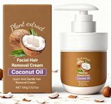 Coconut Oil Hair Removal Cream, Sensitive Skin Hair Removal Cream for Women & Men, Facial Depilatory Cream, Body & Facial Hair Remover, Gentle Hair Remover for Smooth Moisturised Skin, 100g