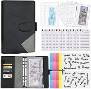 Leather Budget Binder,Money Organizer for Cash,Budget Planner for Saving Money,Cash Envelopes for Budgeting,Money Saving Binder,Black