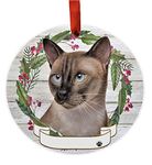 Siamese Ornament - E&S Pets - DIY Personalizable - Cat Gifts - Ceramic Round Ornament with Glazed Finish - X-mas Decoration - Christmas Ornaments Craft Gifts - Ornaments for Pet Lovers