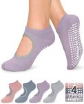 yeuG Grip Pilates Socks for Women Yoga Socks with Grips Open Top Non Slip Grippy Socks for Barre, Ballet, Barefoot Workout