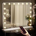 SerenceSpc Hollywood Mirror, 80x62 CM Makeup Mirror with 18 Dimmable LED Light Bulbs,Bluetooth connection，Hollywood Vanity Mirror，3 Lighting Modes, Type-C & USB, Tabletop & Wall Mounted for Bedroom