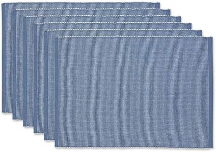 DII Two-Toned Collection Tabletop, Placemat Set, Stonewash Blue, 6 Piece