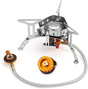Awroutdoor Estufa de Camping, 3500W Mini Estufa Plegable de Acero con Encendido piezoeléctrico, Mini Estufa de Gas Ultraligera y Duradera/Picnic/mochilero/Senderismo